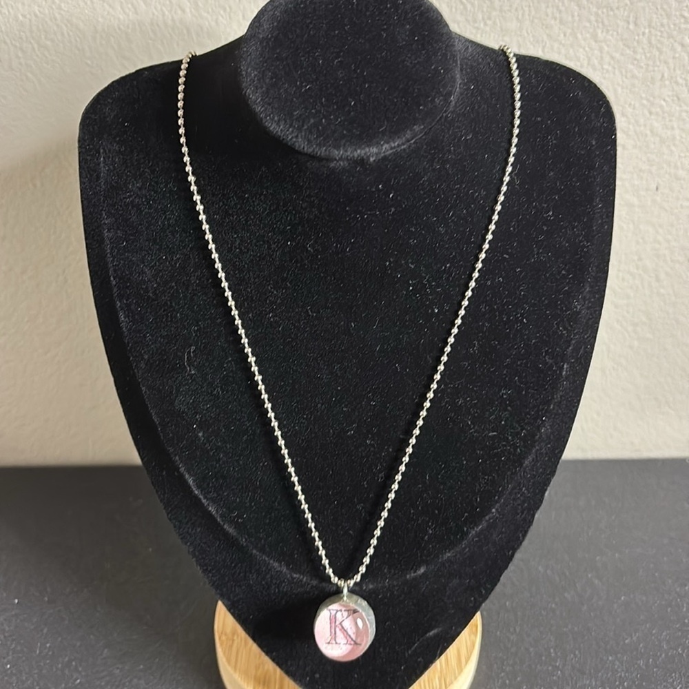Reversible Queen Bird Initial K Bead Chain Necklace
